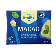 БЗМЖ Масло Kvalita сладко-сливочное Крестьянское 72,5% 180г ГОСТ