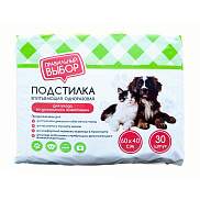 Подстилки одноразовые Правильный выбор 60x40см 30шт для ухода за домашними животными