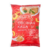 Каша быстрого приготовления овсяная Правильный выбор Ассорти  9шт x 40г традиционная/с персиком/с клубникой