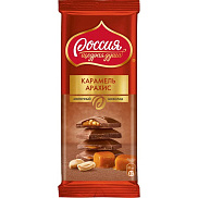Шоколад Россия щедрая душа 82г молочный с карамелью и арахисом