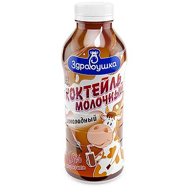 Коктейль молочный Здравушка 1,5% 450мл Шоколадный