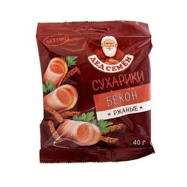 Сухарики ржаные Дед Семен 40г со вкусом бекона