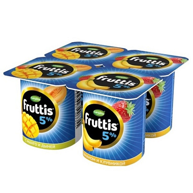 БЗМЖ Йогурт продукт Фруттис Сливочное лакомство 5% 115г дыня-манго/банан-клубника