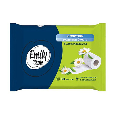 Влажная туалетная бумага Emily Style 30шт растворяющаяся