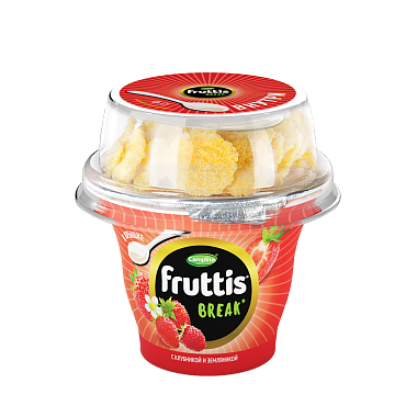 БЗМЖ Йогуртный продукт Fruttis 2,5% 165+10г клубника-земляника с топпером