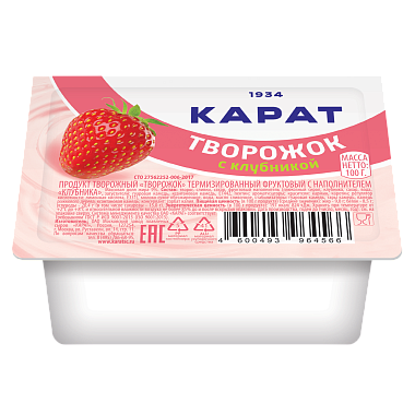 БЗМЖ Творожок Карат 9% 100г клубника