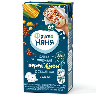 Каша ФрутоНяня молочная 200г гречка-кукуруза-рис