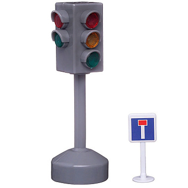 Светофор и дорожный знак со светом и звуком 7x5x15см