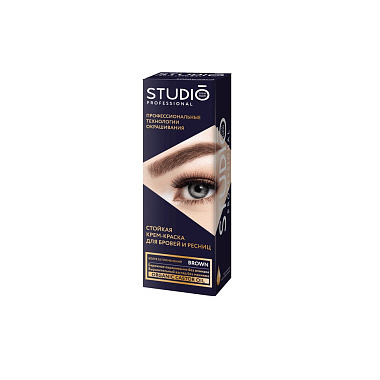 Стойкая краска  для бровей и ресниц Studio Professional 80мл Коричневая Brown