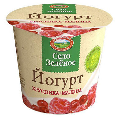 БЗМЖ Йогурт Село Зеленое 3,5% 120г брусника-малина/отруби-злаки-орехи/печяблоко-корица/черешня