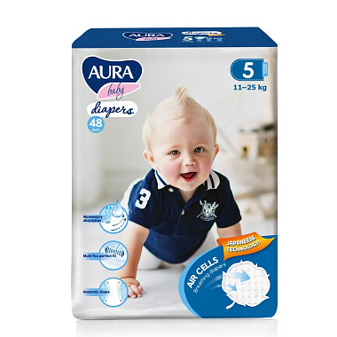Подгузники Aura Baby 5/XL 11-25кг 48шт