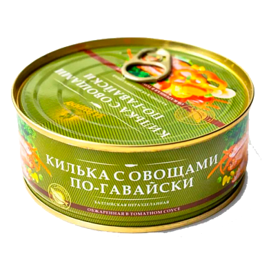 Килька в томатном соусе с овощами За Родину неразделанная 240г по-гавайски/по-мексикански