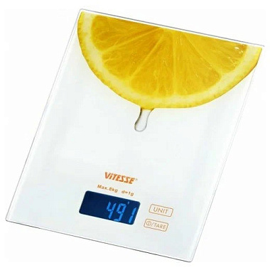 Весы кухонные Vitesse VS-616 электронные максимальная нагрузка 8кг ударопрочное стекло