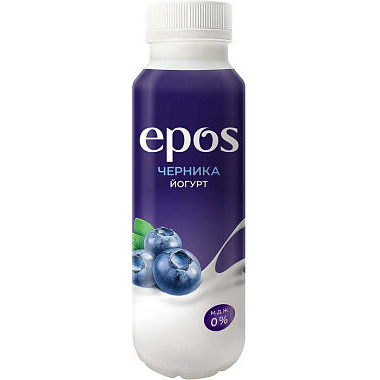 БЗМЖ Йогурт Epos питьевой обезжиренный 250г с черникой