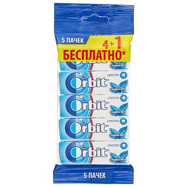 Жевательная резинка Орбит сладкая мята/бубльминт подушечки 5*13,6г