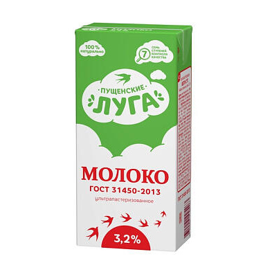 Молоко Пущенские Луга стерилизованное 3,2% 1л
