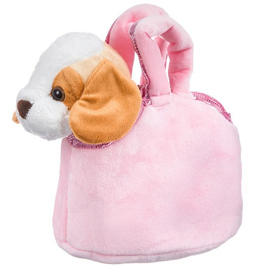 Собачка в розовой сумке Bondibon Милота с ошейником и поводком 20см