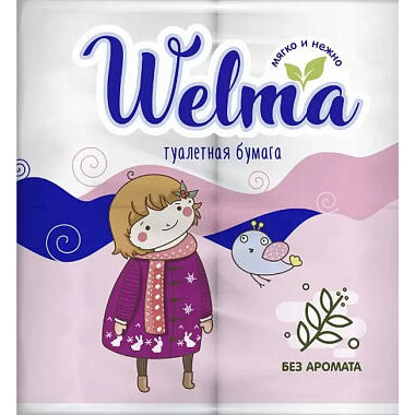 Туалетная бумага Welma двухслойная 4 рулона со втулкой