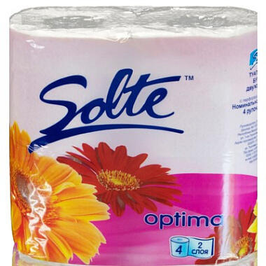 Туалетная бумага Solte Optima 2 слоя 4 рулона на втулке из вторичного сырья