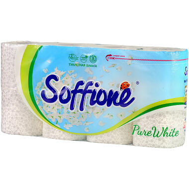 Туалетная бумага Soffione 2 слоя 8 рулонов Жасмин