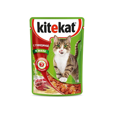 Корм для кошек KiteKat Говядина в желе 85г