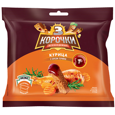 Сухарики 3 корочки 60г ржаные курица + соус Терияки