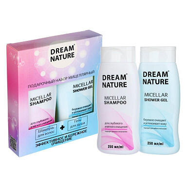 Подарочный набор Dream Nature для женщин №3 мицеллярный шампунь+гель для душа 2x250мл