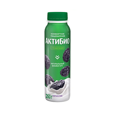 БЗМЖ Йогурт питьевой Актибио 1,6% 260г Чернослив