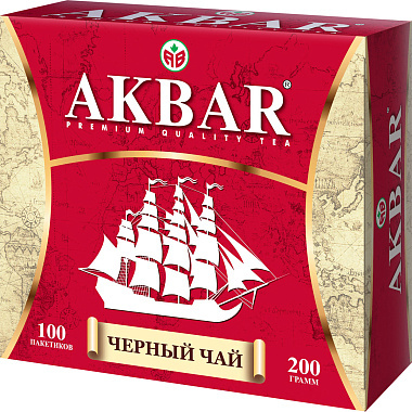 Чай Akbar черный корабль 100 пакетиков по 2г