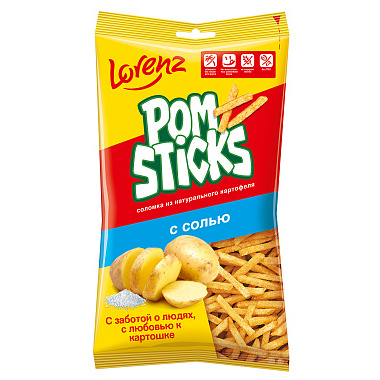 Чипсы картофельные Pomsticks с солью Lorenz 200г