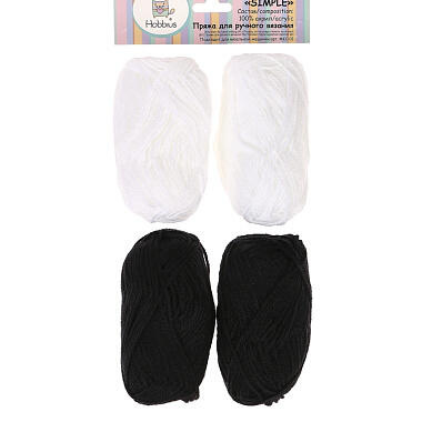 Пряжа Hobbius Simple №01 4х25г, 66±3м 100% акрил
