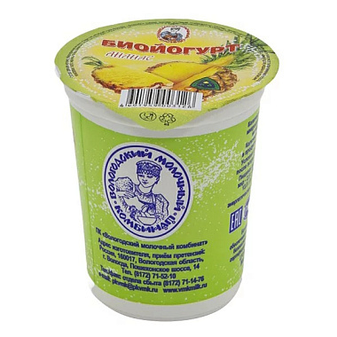 БЗМЖ Йогурт десертный Вологжанка 6% 200г ананас