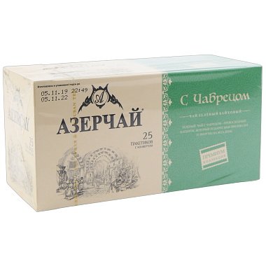 Чай зеленый Азерчай с чебрецом 25 пакетиков по 1,6г