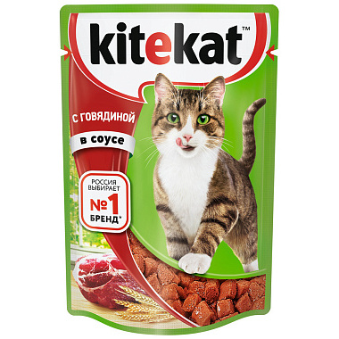 Корм для кошек KiteKat Говядина в соусе 85г