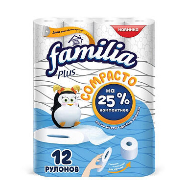 Туалетная бумага Familia Comacto 2 слоя 12 рулонов