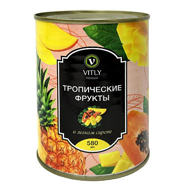 Тропические фрукты Vitly 580мл в легком сиропе