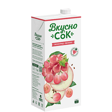 Сок ВкусноСок 1л яблоко-виноград