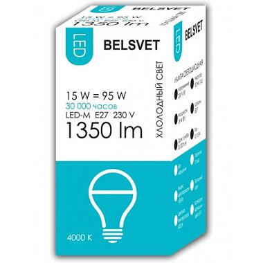 Лампа светодиодная Belsvet LED-M A65 15W 4000K E27