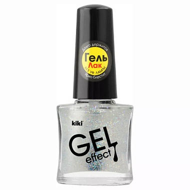Лак для ногтей Kiki Gel Effect 6мл тон 076 прозрачный с блестками