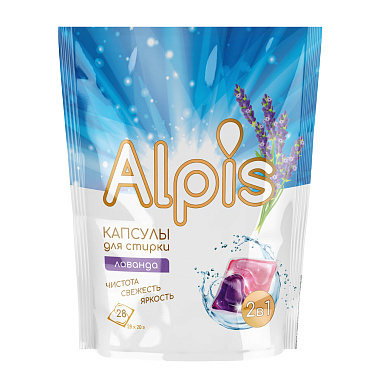 Капсулы для стирки Alpis 28шт 2в1 Лаванда/Цветущая вишня