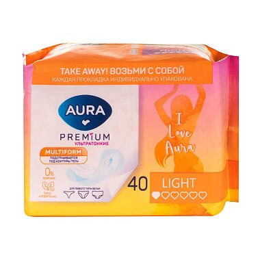 Прокладки ежедневные ультратонкие Aura Premium Multiform Light 40шт