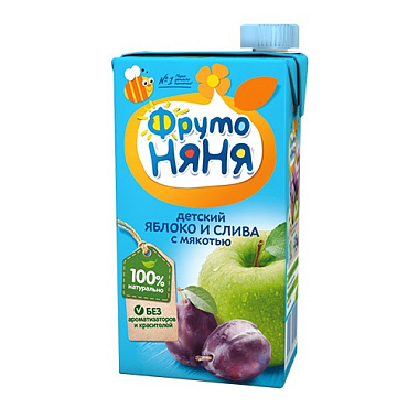 Нектар ФрутоНяня 500мл Яблочно-сливовый с мякотью