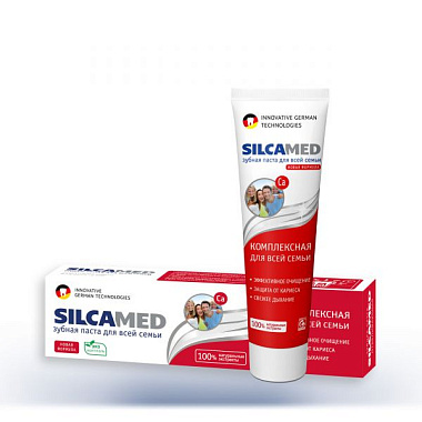 Зубная паста SilcaMed 150г (130+20) семейная/отбеливающая/целебные травы