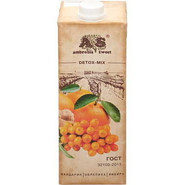 Детокс сок Ambrosia Sweet 1л облепиха-мандарин-имбирь