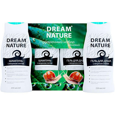 Подарочный набор Dream Nature для женщин шампунь+гель для душа с муцином улитки 2x250мл