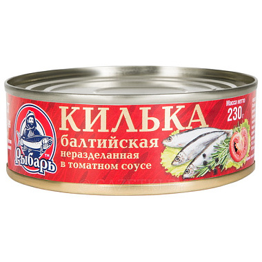 Килька Рыбарь балтийская неразделанная в томатном соусе 230г