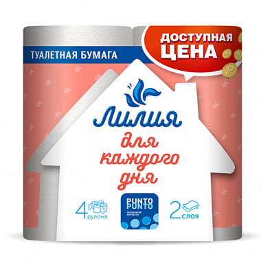 Туалетная бумага Лилия 2 слоя 4шт