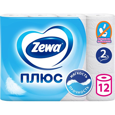 Туалетная бумага Zewa двухслойная 12шт Белая