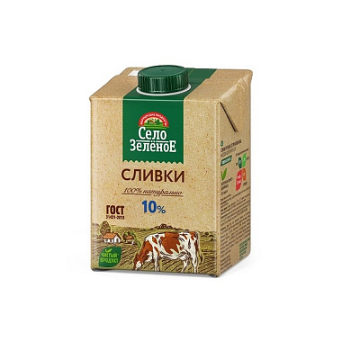БЗМЖ Сливки Село Зеленое 10% 500г