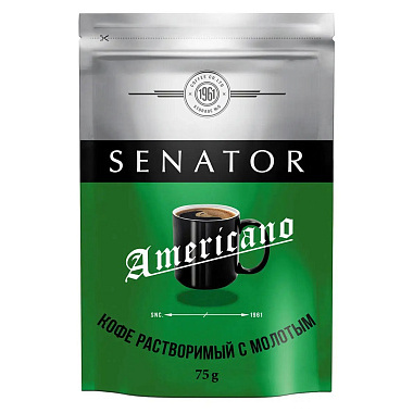 Кофе Senator Americano сублимированный+молотый 75г